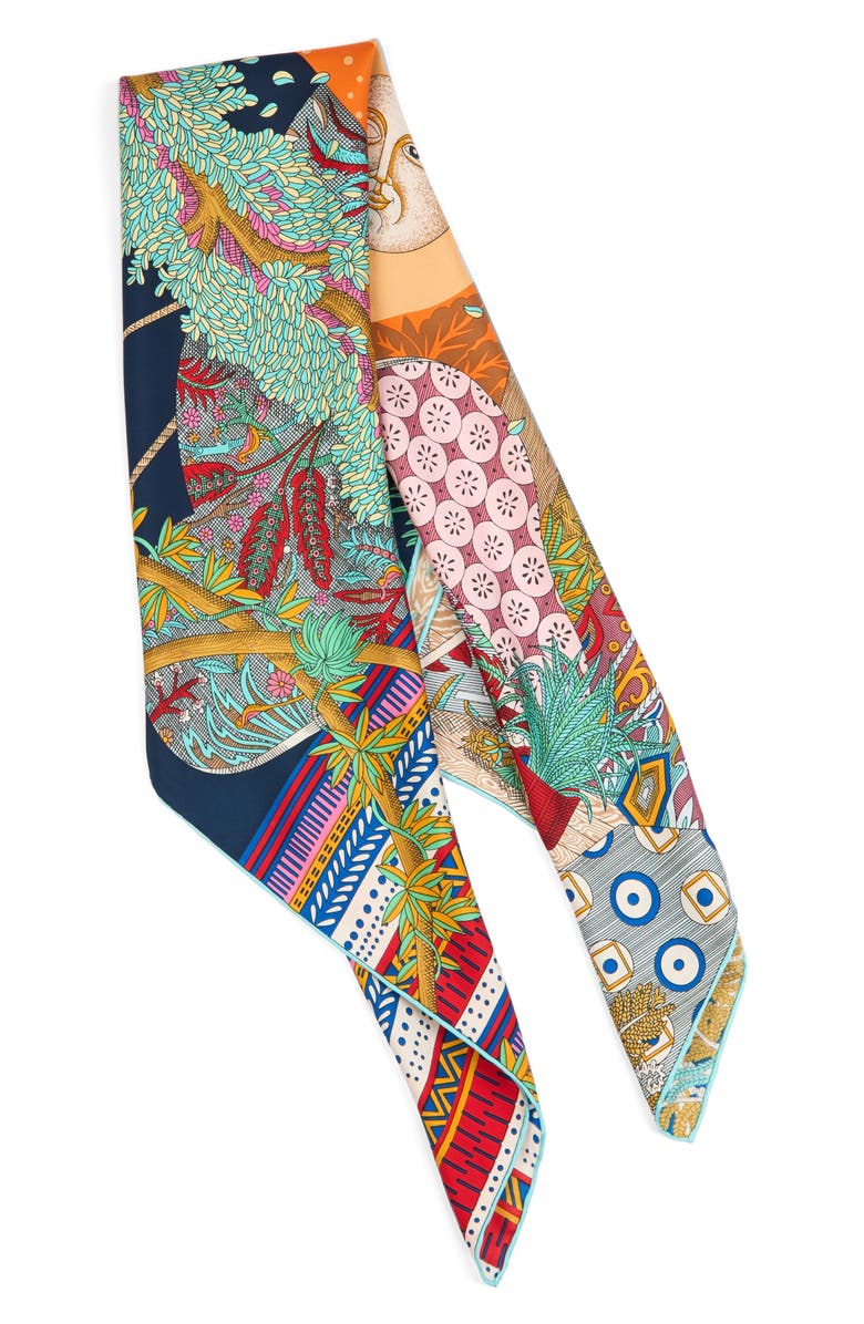 Viens Avec Moi Full Moon Large Silk Scarf, Alternate, color, Burgundy And Sage