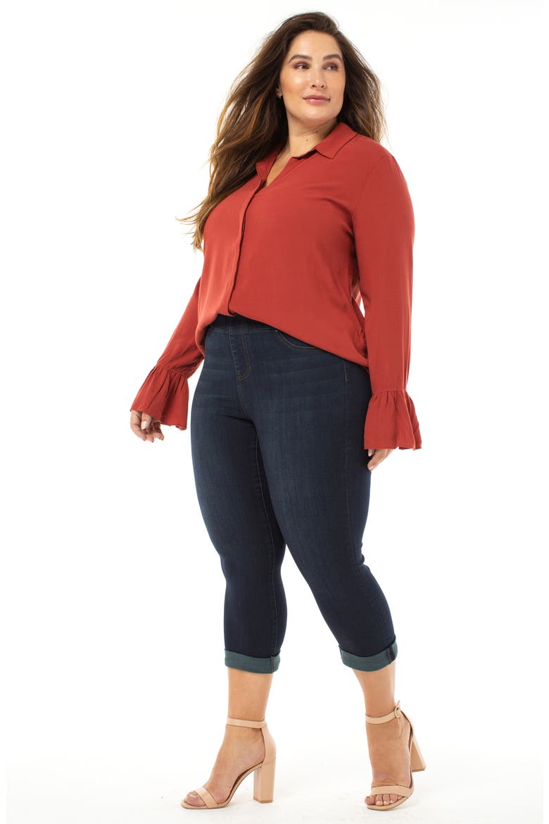Chloe Pull-On High Waist Roll Cuff Crop Skinny Jeans, Alternate, color, DYNASTY DARK