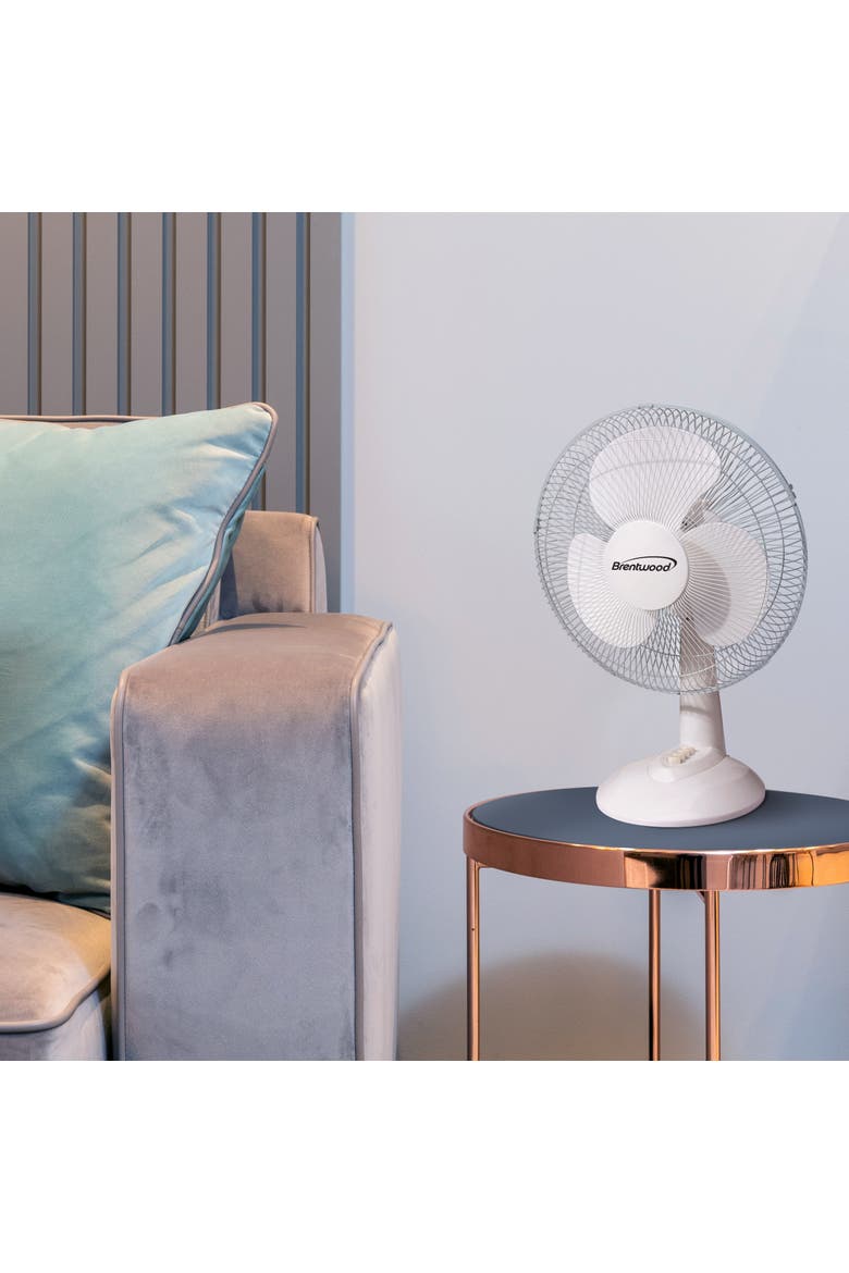 12" Oscillating Desk Fan- White, Alternate, color, White