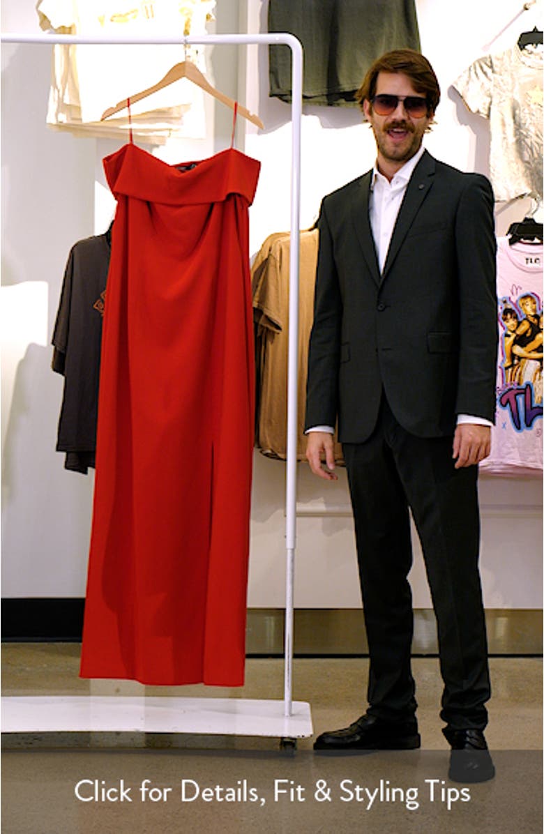 Crepe Off the Shoulder Column Gown, sales video thumbnail