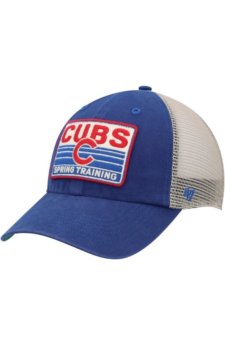 '47 Men's '47 Royal/Tan Chicago Cubs Four Stroke Clean Up Trucker Snapback Hat, Main, color, Royal