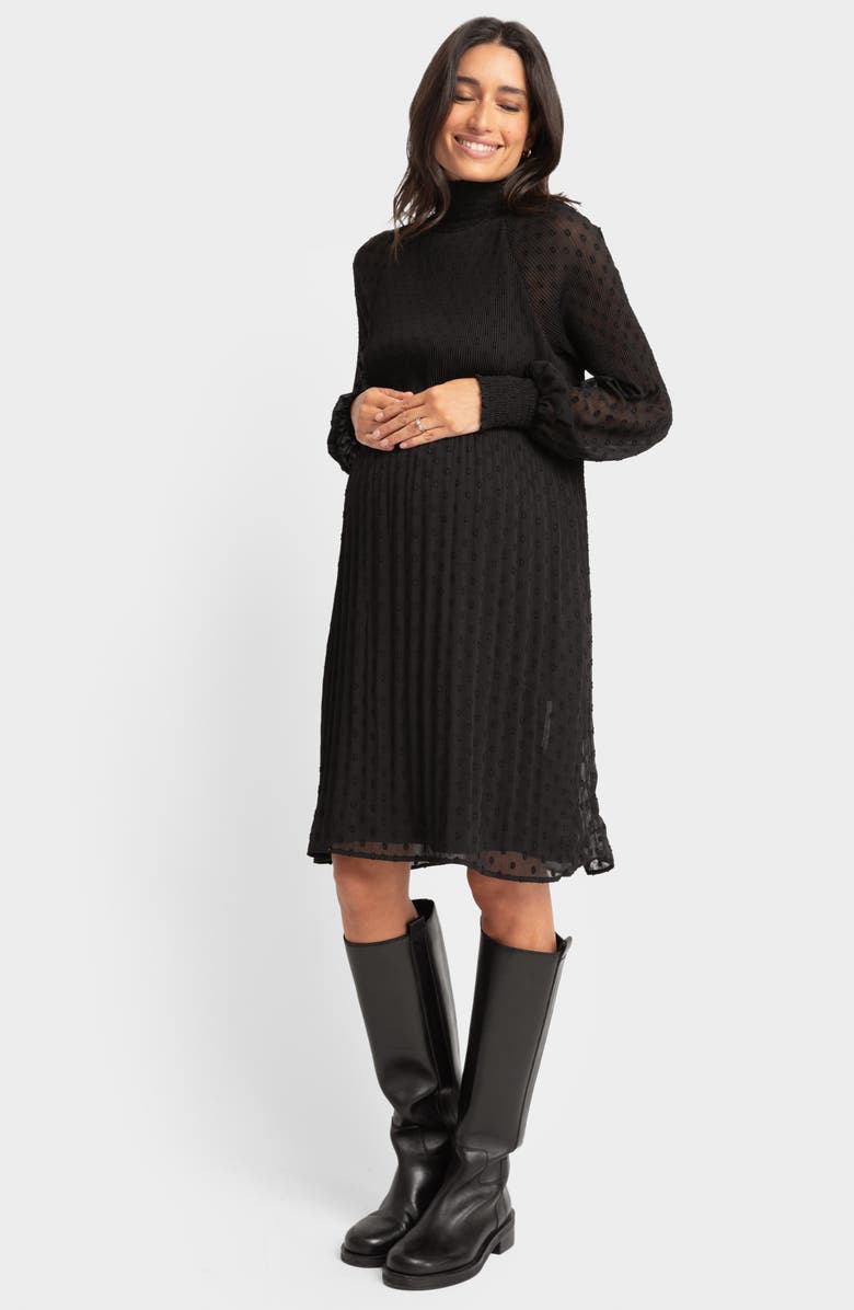 Seraphine Long Sleeve Pleated Chiffon Maternity Dress, Alternate, color,