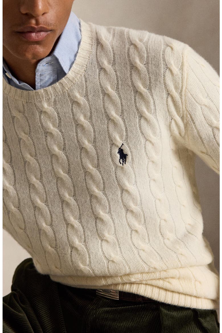 Wool & Cashmere Cable Knit Sweater, Alternate, color, CREAM