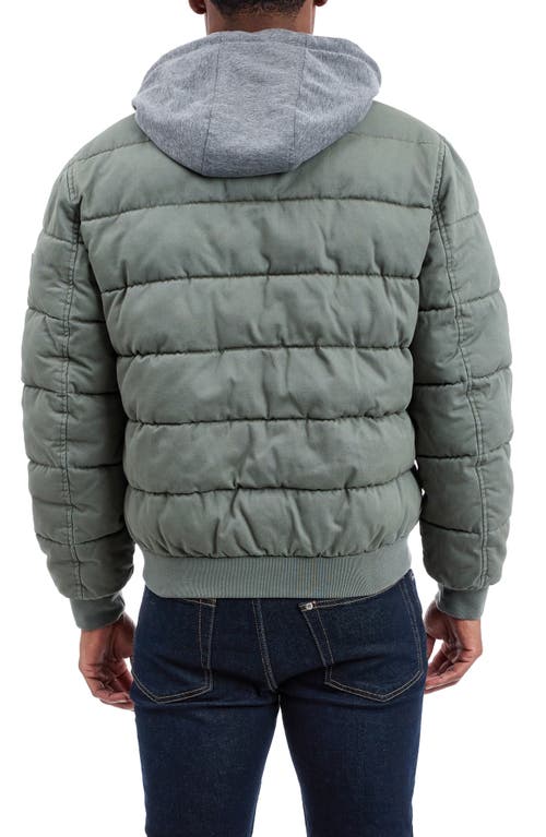 Lucky Brand Cotton Hooded Puffer Bomber Jacket In Gray