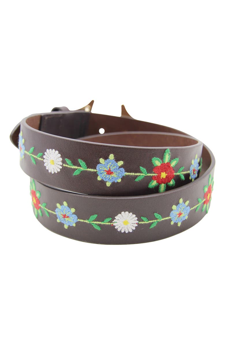 True Religion Horseshoe Buckle Gardenia Leather Belt, Alternate, color, Brown