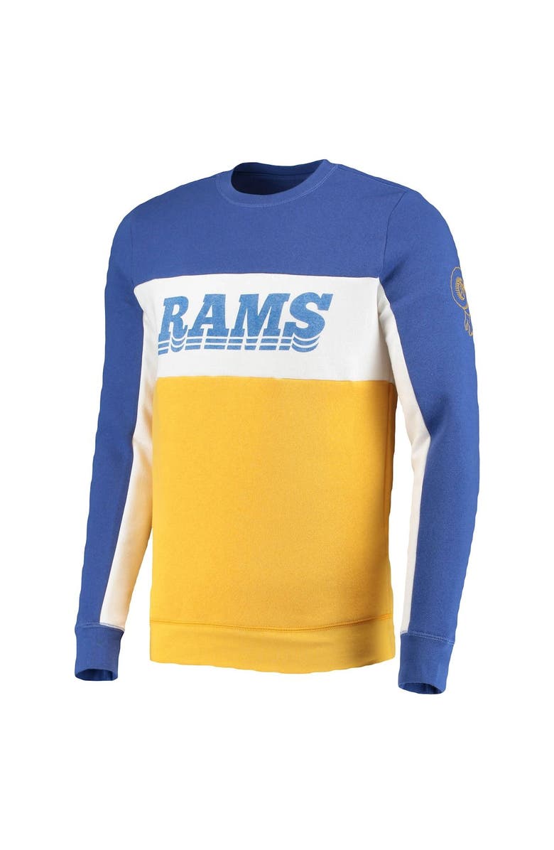 Junk Food Men's Junk Food Royal/Gold Los Angeles Rams Color Block Pullover Sweatshirt, Alternate, color,