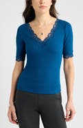 Caslon® Lace Trim Knit T-Shirt