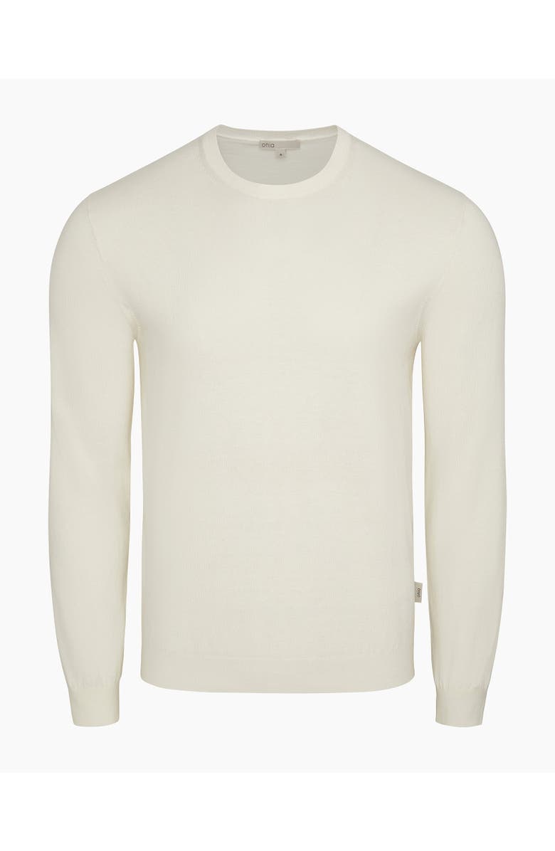 Onia Fine Cotton Knit Long Sleeve Crewneck Sweater, Alternate, color, Egret