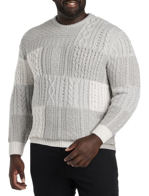 Big & Tall Patchwork Crewneck Sweater