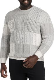 Oak Hill Premium by DXL Big & Tall Patchwork Crewneck Sweater