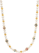 Nialaya Evil Eye Pearl Necklace