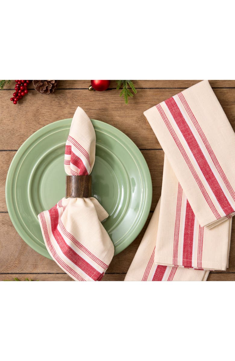 Design Imports Ho Ho Ho Stripe 4-Piece Napkin Set, Alternate, color, Ho Ho Ho Stripe