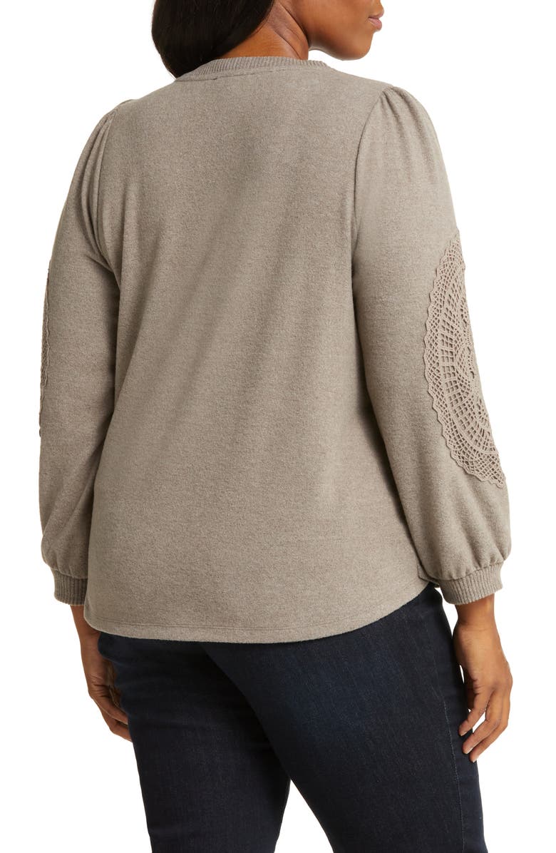 Wit & Wisdom Lace Trim Long Sleeve Top, Alternate, color, 