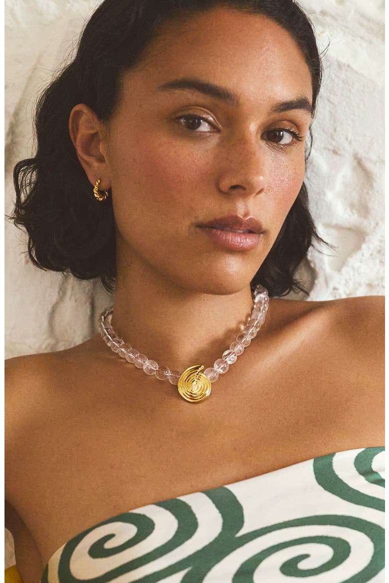Spiral Pendant Beaded Necklace, Alternate, color, GOLD