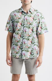 Tommy Bahama Nova Wave Blue Sky Vines Short Sleeve Seersucker Button-Up Shirt