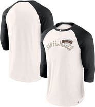 FANATICS Men's Fanatics White/Black San Francisco Giants Backdoor Slider Raglan 3/4-Sleeve T-Shirt