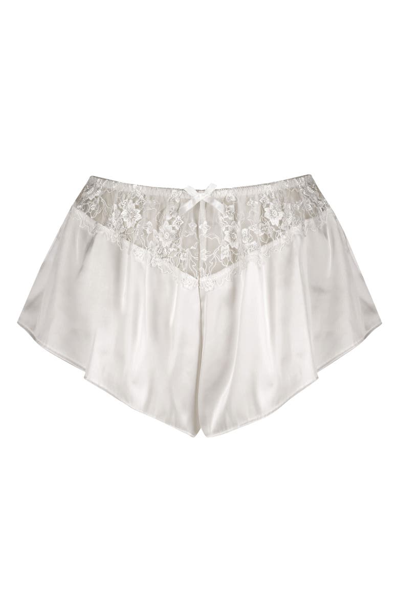 Kat The Label Mandy Lace Trim Satin Tap Shorts, Alternate, color, White