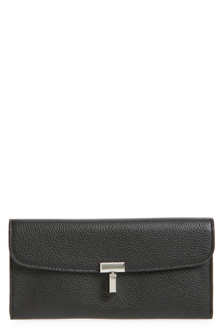 T-Lock Palmellata Leather Wallet, Main, color, BLACK