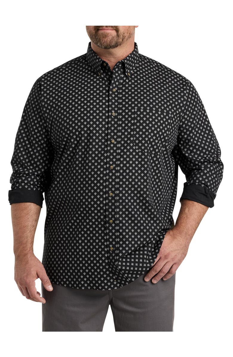 Harbor Bay by DXL Big & Tall Easy-Care Medallion Print Sport Shirt, Main, color, 