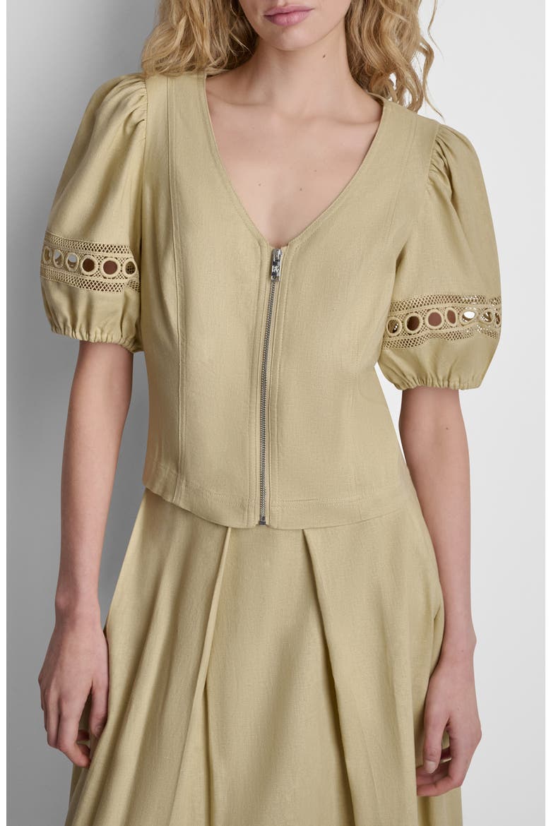Loop Lace Puff Sleeve Top, Main, color, MOJAVE DESERT