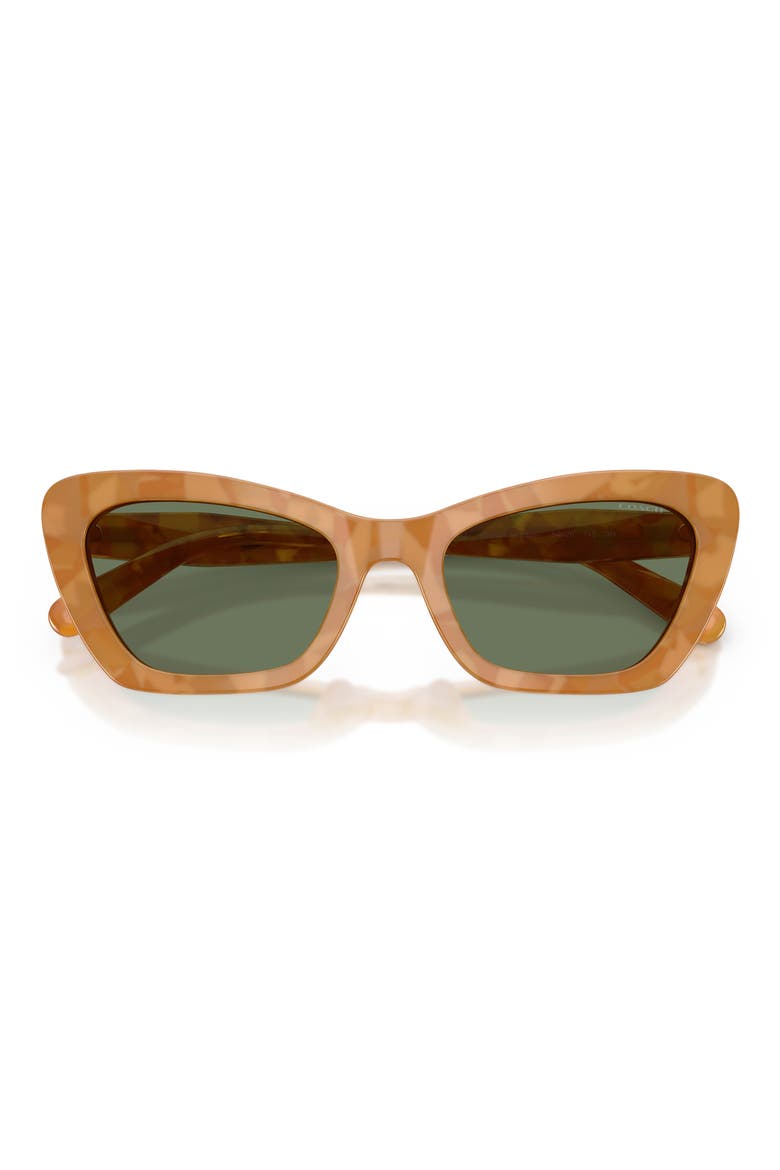 54mm Cat Eye Sunglasses, Alternate, color, BLONDE TORTOISE / GREEN SOLID