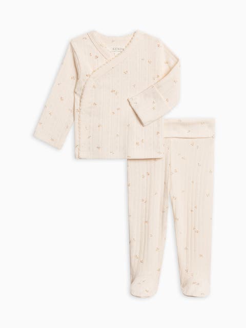 Lacey Pointelle Kimono Top and Pant Set (Baby)