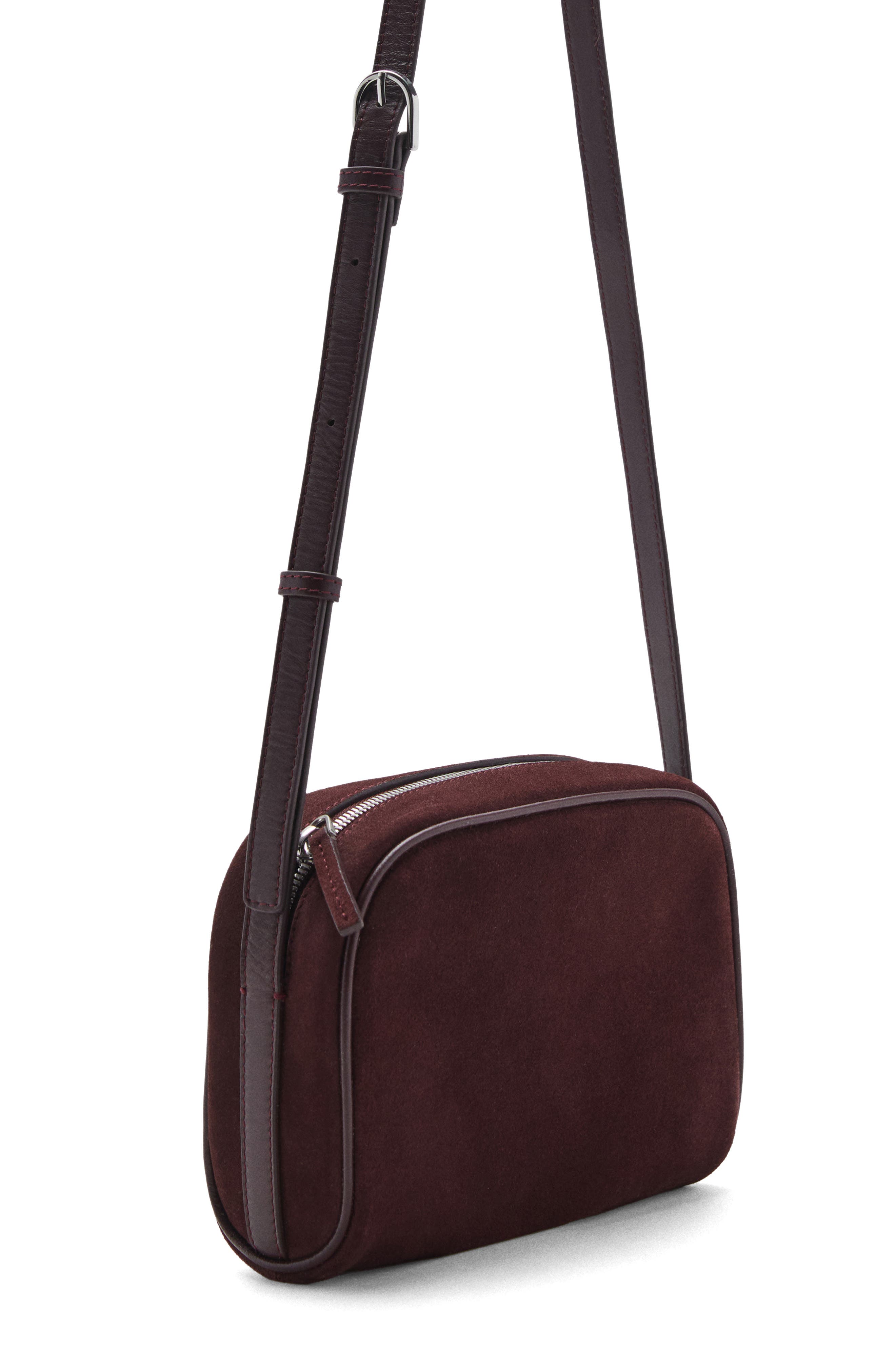 MANGO Suede Shoulder Bag, Alternate, color, Burgundy
