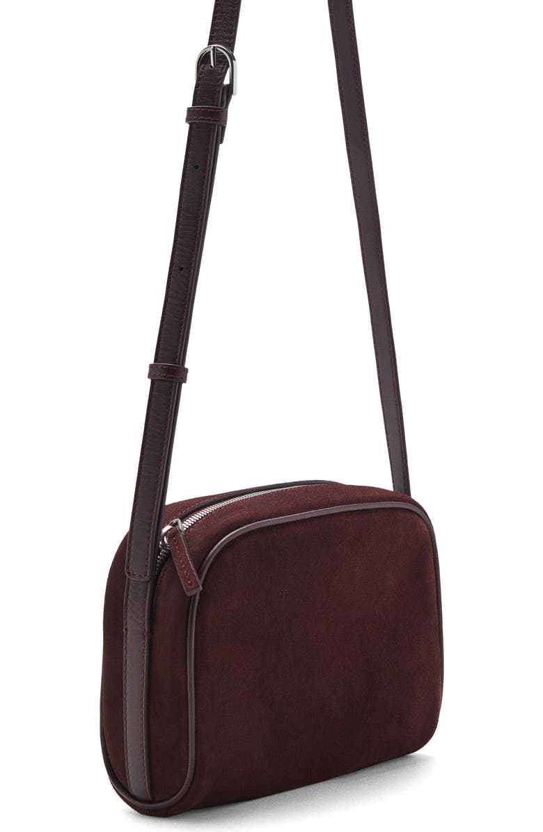MANGO Suede Shoulder Bag, Alternate, color, Burgundy