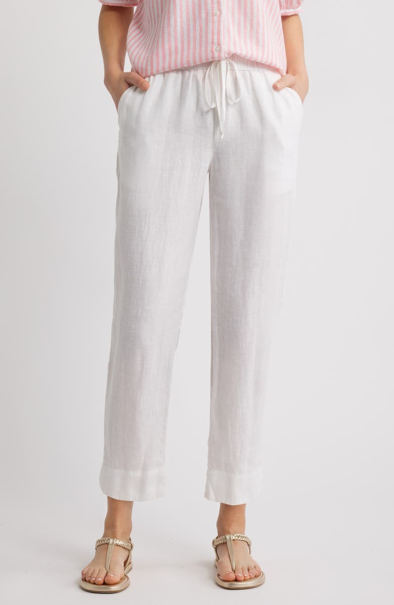 Caslon<sup>®</sup> Tie Waist Taper Linen Pants, Main, color, White