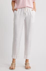 Caslon® Tie Waist Taper Linen Pants