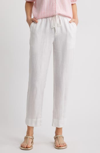 Caslon ® Tie Waist Taper Linen Pants In White