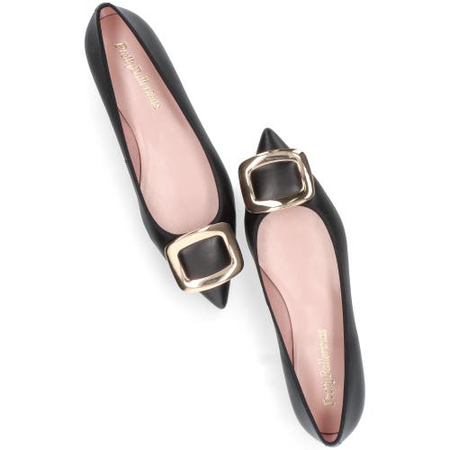Pretty Ballerinas Pointed Toe Buckle Ballet Flat In Black