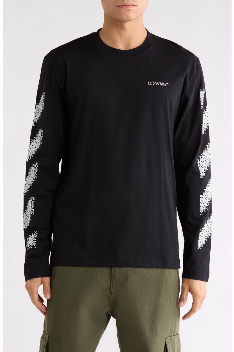 Pixel Diagonal Skate Long Sleeve T-Shirt, Main, color, BLACK-WHITE