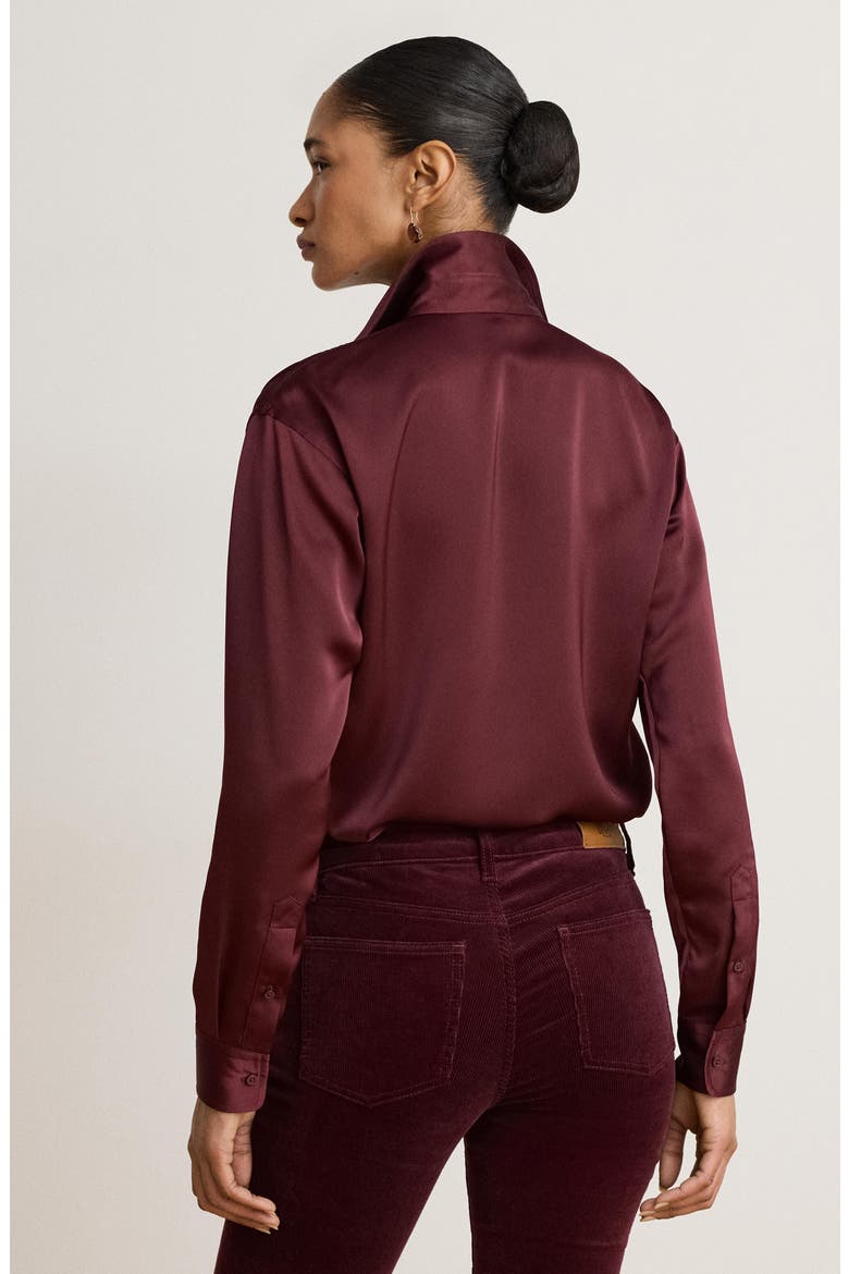 Long Sleeve Charmeuse Shirt, Alternate, color, RED