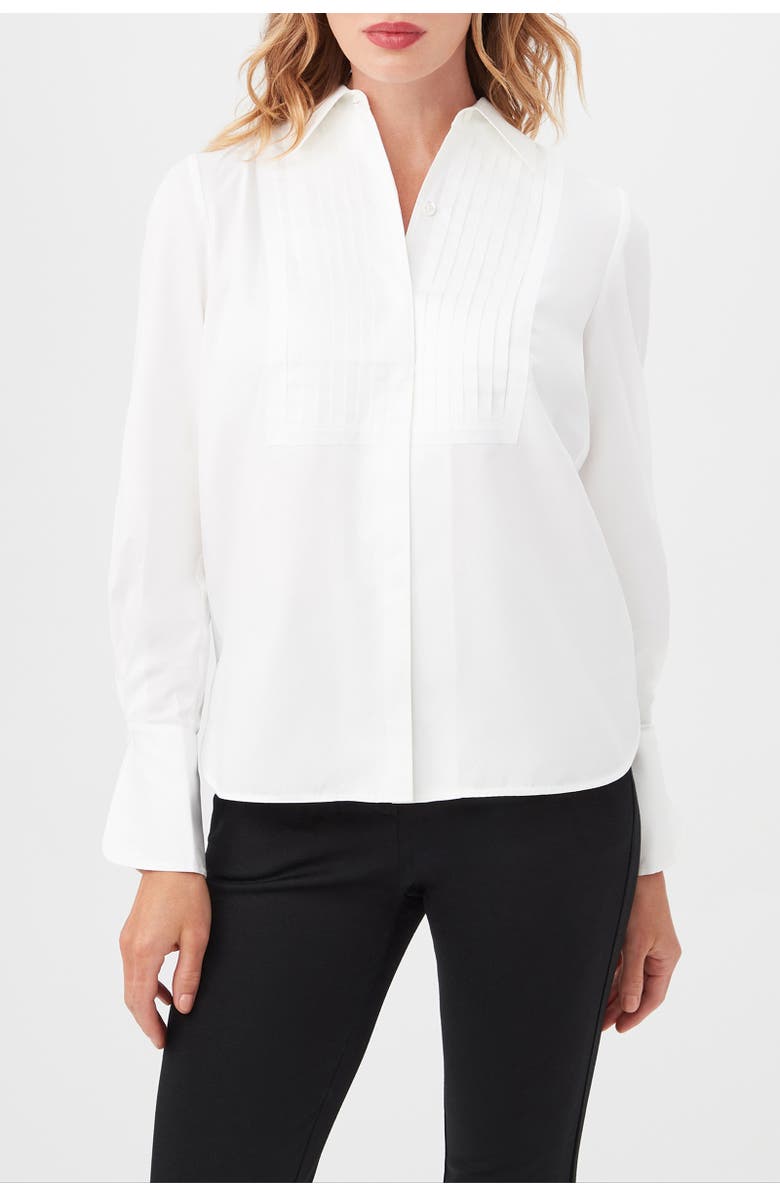 Trina Turk Delancey Tuxedo Button Up Top, Alternate, color, White