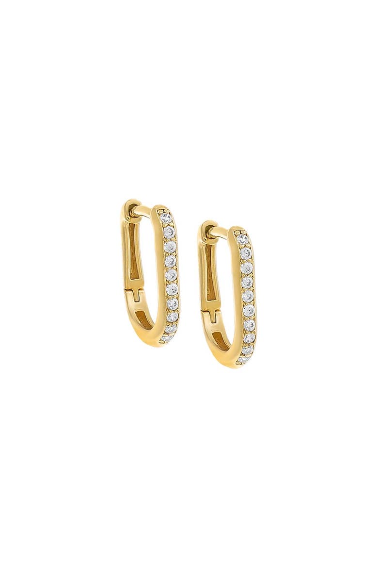 Diamond Oval Pave Huggie Earring 14K, Main, color, 14K Gold - Pair