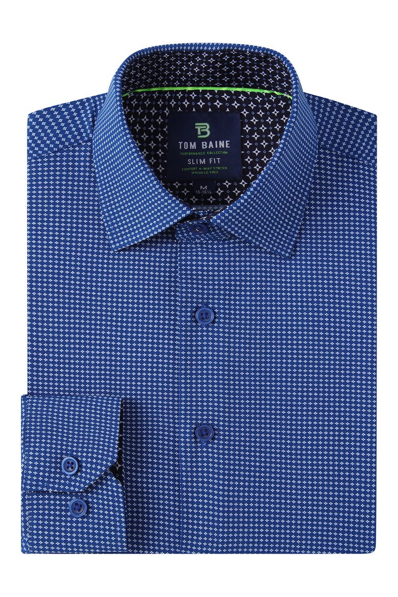 Regular Fit Performance Stretch Long Sleeve Button Front Shirt, Alternate, color, BLUE