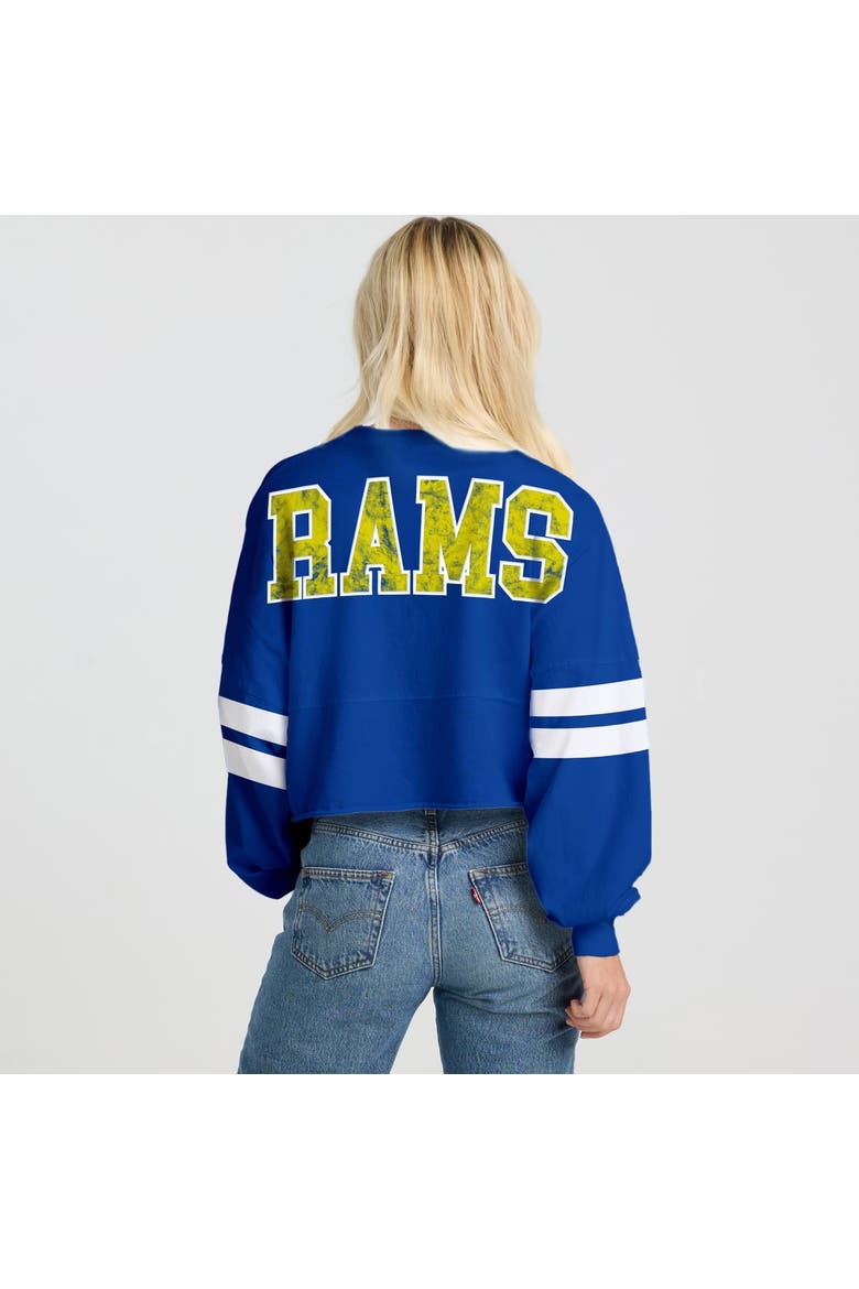 Women's Spirit Jersey  Royal Los Angeles Rams Oversized Cropped Stripe Long Sleeve T-Shirt, Alternate, color, Royal