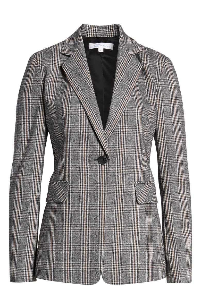 Nordstrom Signature Elbow Patch Plaid Stretch Wool Jacket, Alternate, color,