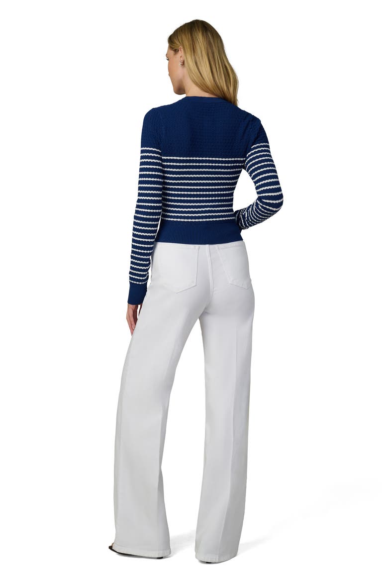 The Dani Stripe Pointelle Cardigan, Alternate, color, ROYAL BLUE/ MILK STRIPE