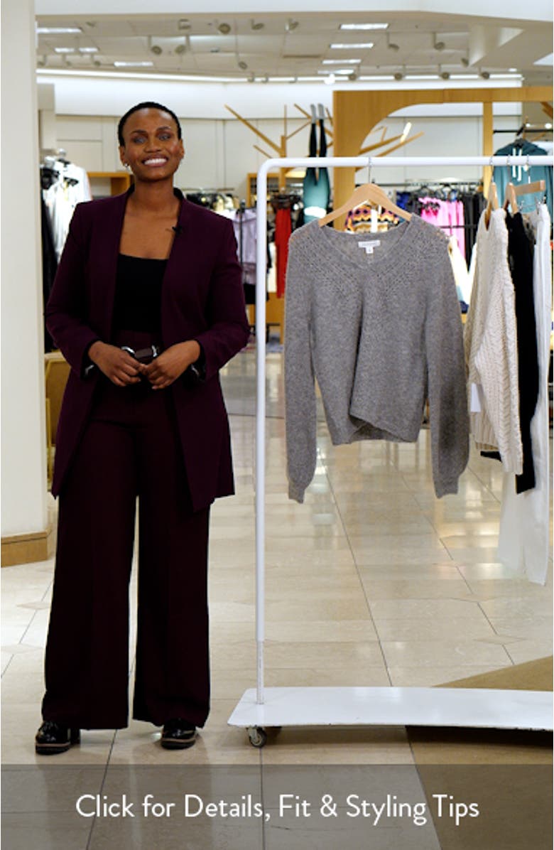 Oversize Pointelle V-Neck Sweater, sales video thumbnail