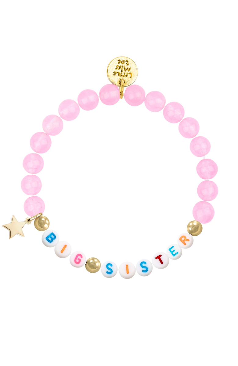 Little Miss Zoe Semi-Precious Gemstone Big Sister Bracelet in Gift Pouch, Main, color, Pink