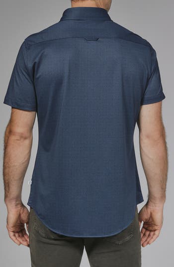 Ludlow Geo Print Short Sleeve Stretch Button-Up Shirt
