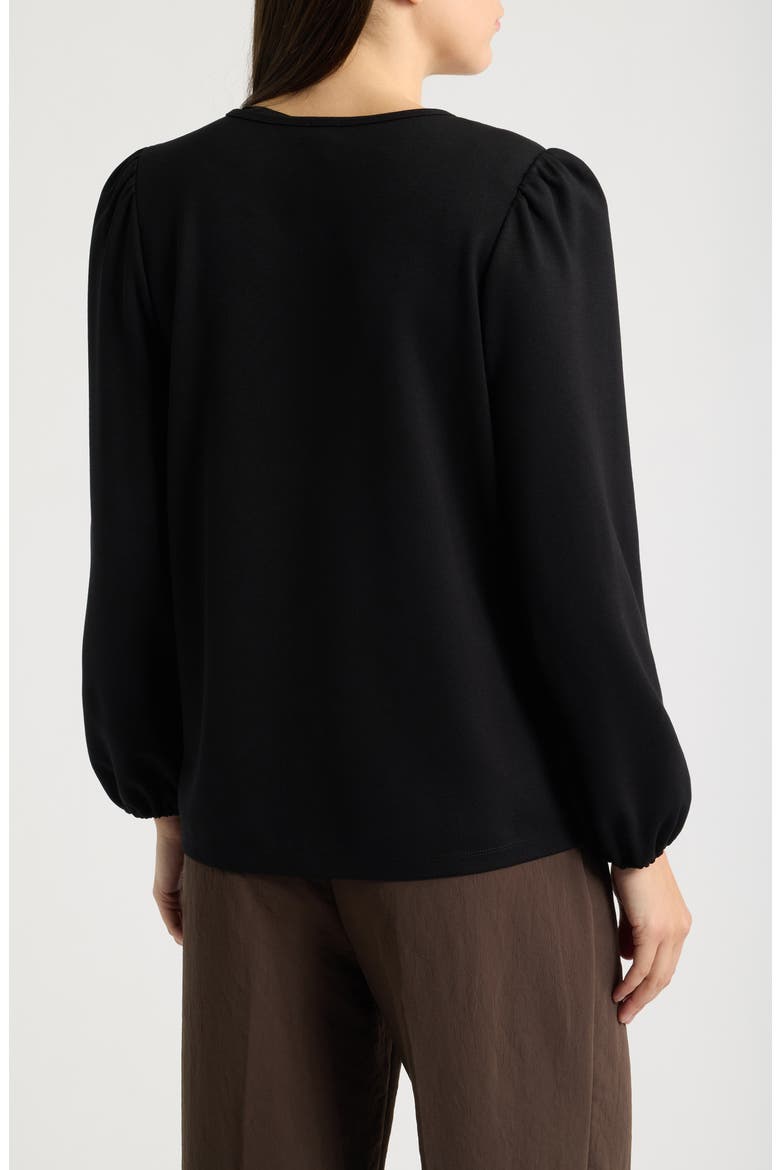 Puff Sleeve Crewneck Top, Alternate, color, ANNE BLACK
