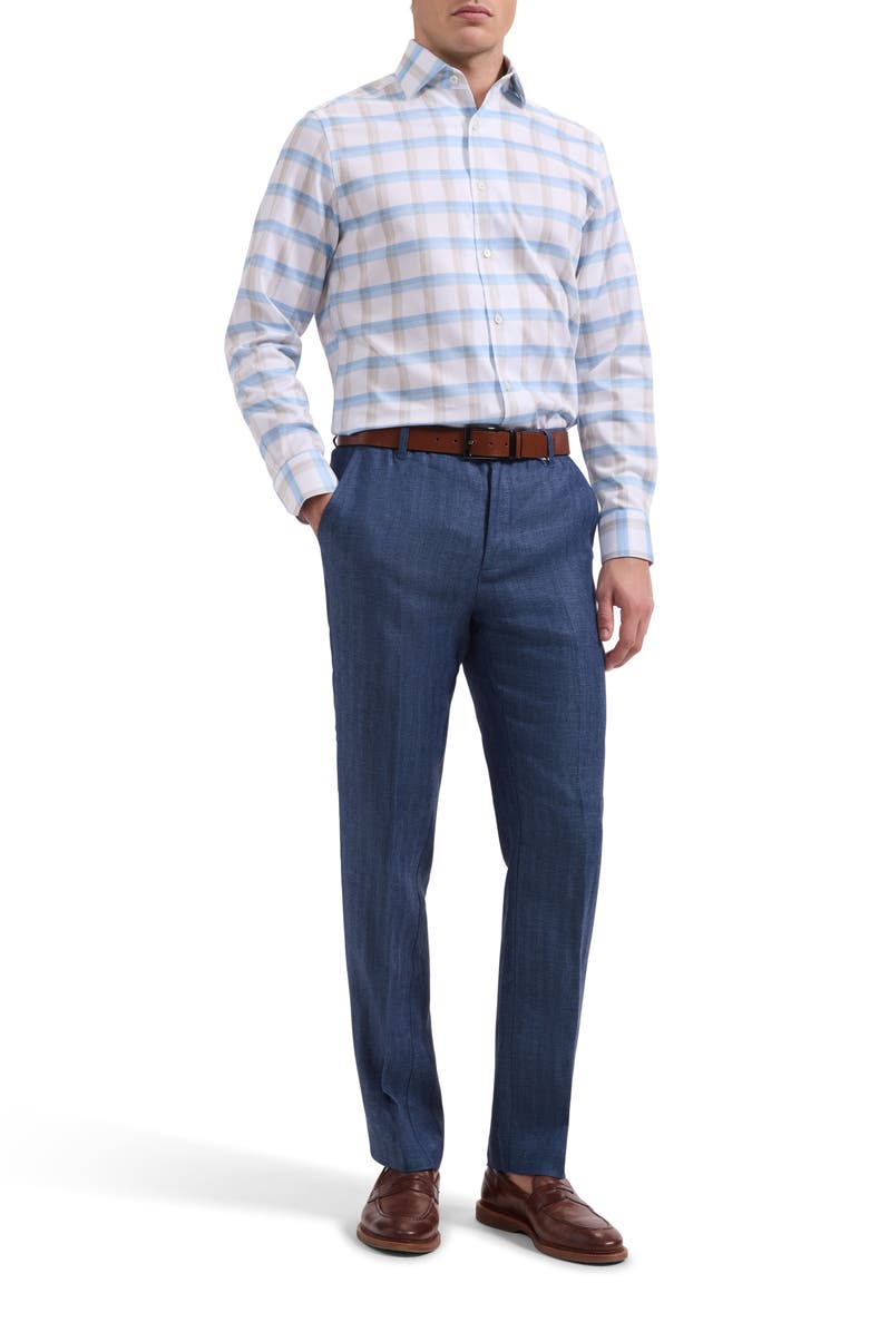 Bugatchi Alvin Trim Fit Plais Cotton Button-Up Shirt, Alternate, color, Almond