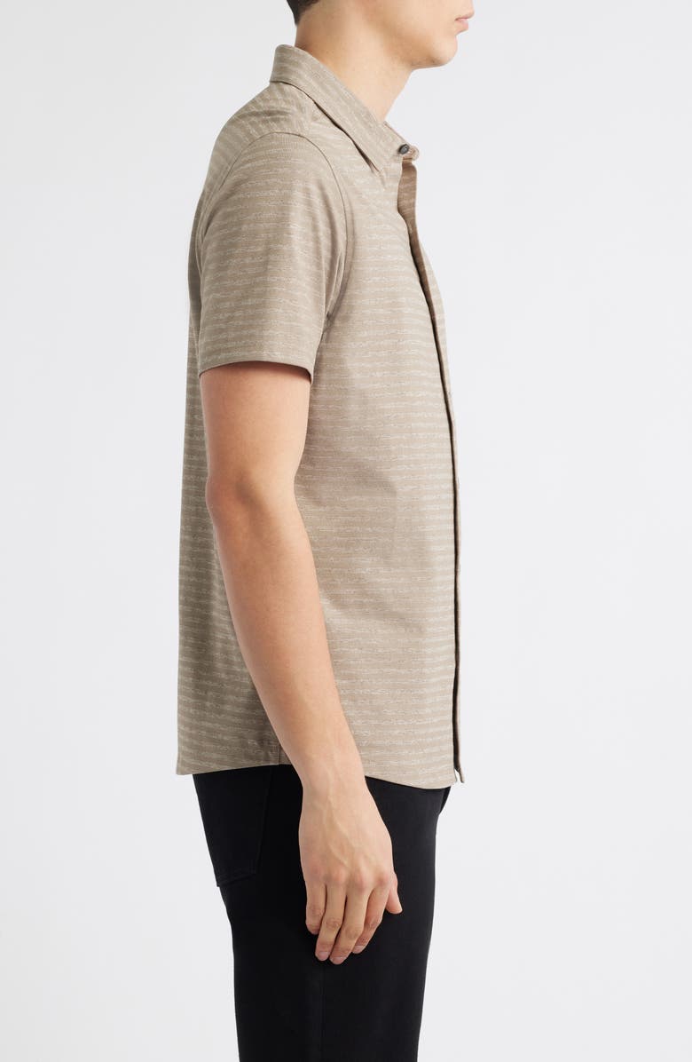 Robert Barakett Ranger Short Sleeve Knit Button-Up Shirt, Alternate, color, Walnut