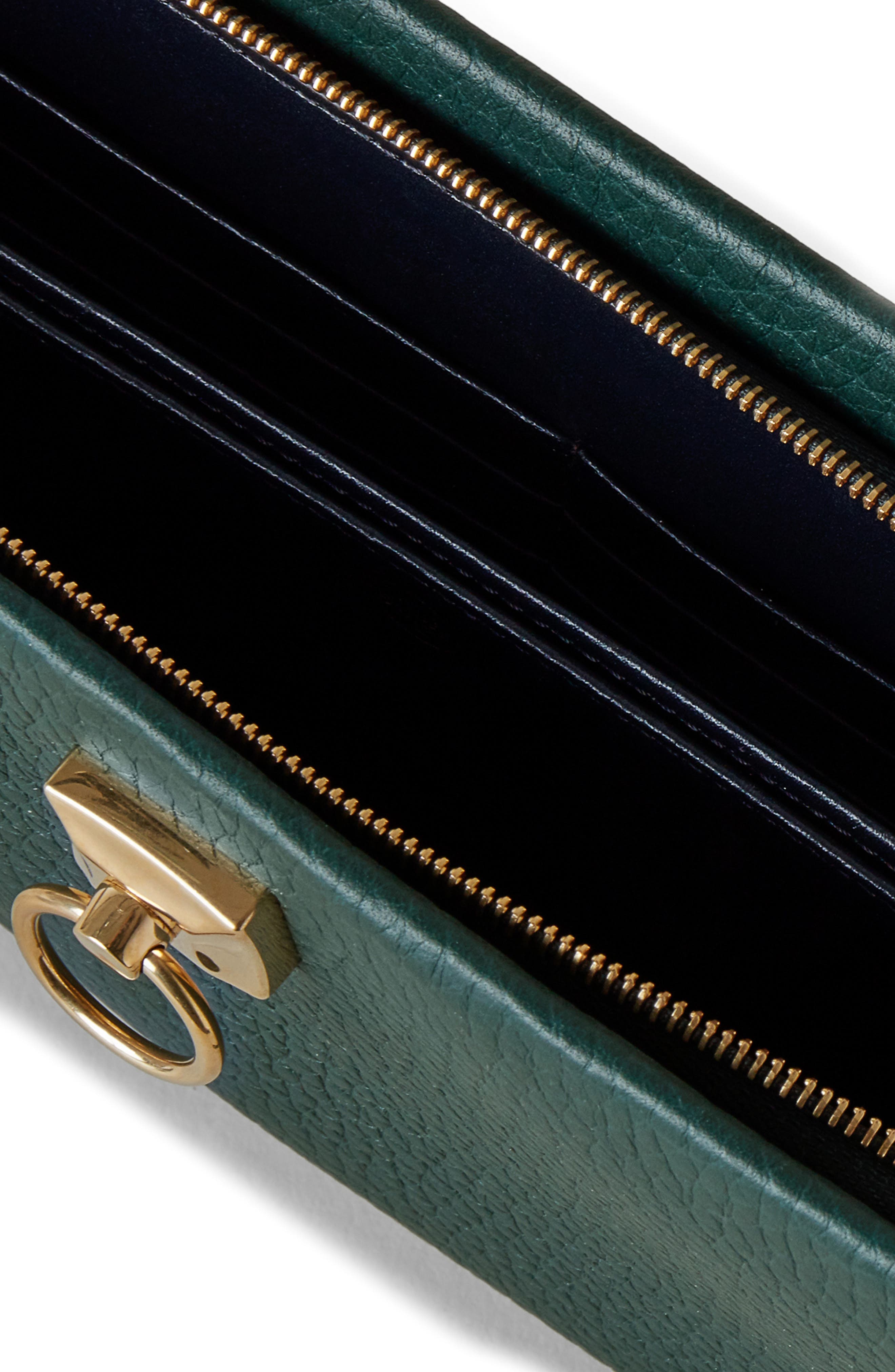 Iris Leather Wallet on a Chains, Alternate, color, MULBERRY GREEN