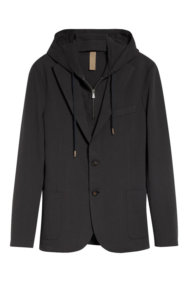 Slim Fit Piqué Sport Coat with Removable, Hooded Bib, Main, color, 22N BLACK