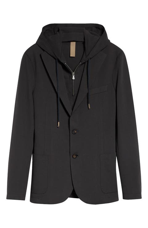 Slim Fit Piqué Sport Coat with Removable, Hooded Bib