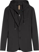Eleventy Slim Fit Piqué Sport Coat with Removable, Hooded Bib